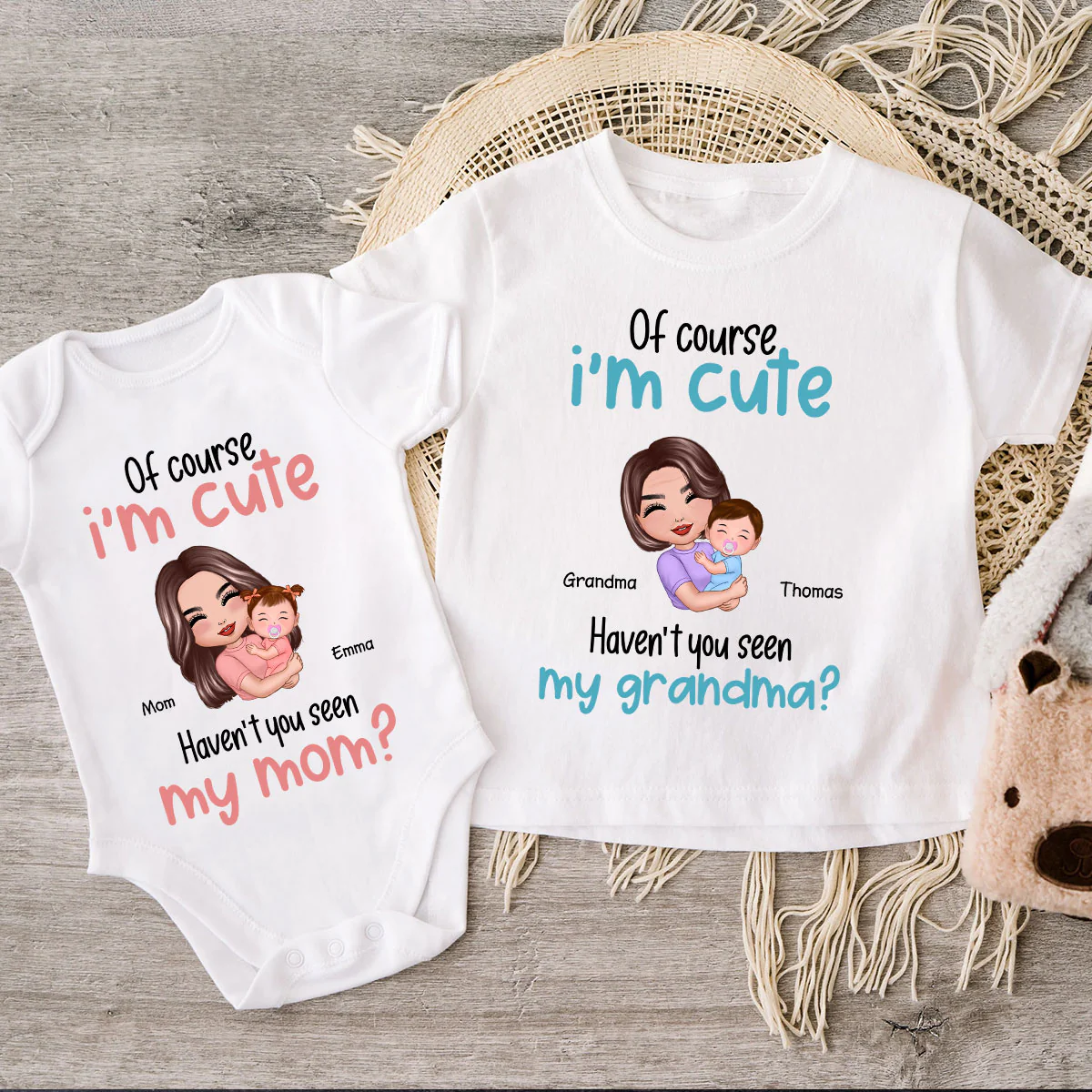 Of Course I'm Cute Have You Seen My Mom Grandma Great-Grandma Personalized Baby Onesie Baby Shirt - Image 5