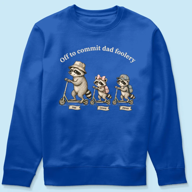 Off To Commit Dad Foolery Funny Raccoon Dad & Kids - Personalized Shirt - Funny Father's Day Shirt For Husband - Image 16