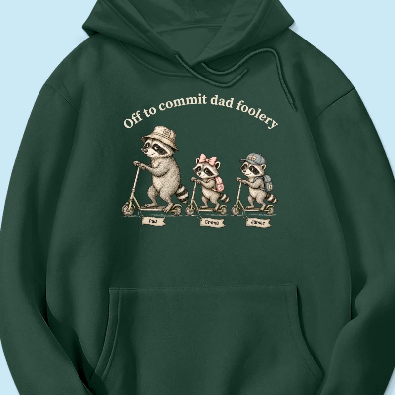 Off To Commit Dad Foolery Funny Raccoon Dad & Kids - Personalized Shirt - Funny Father's Day Shirt For Husband - Image 20