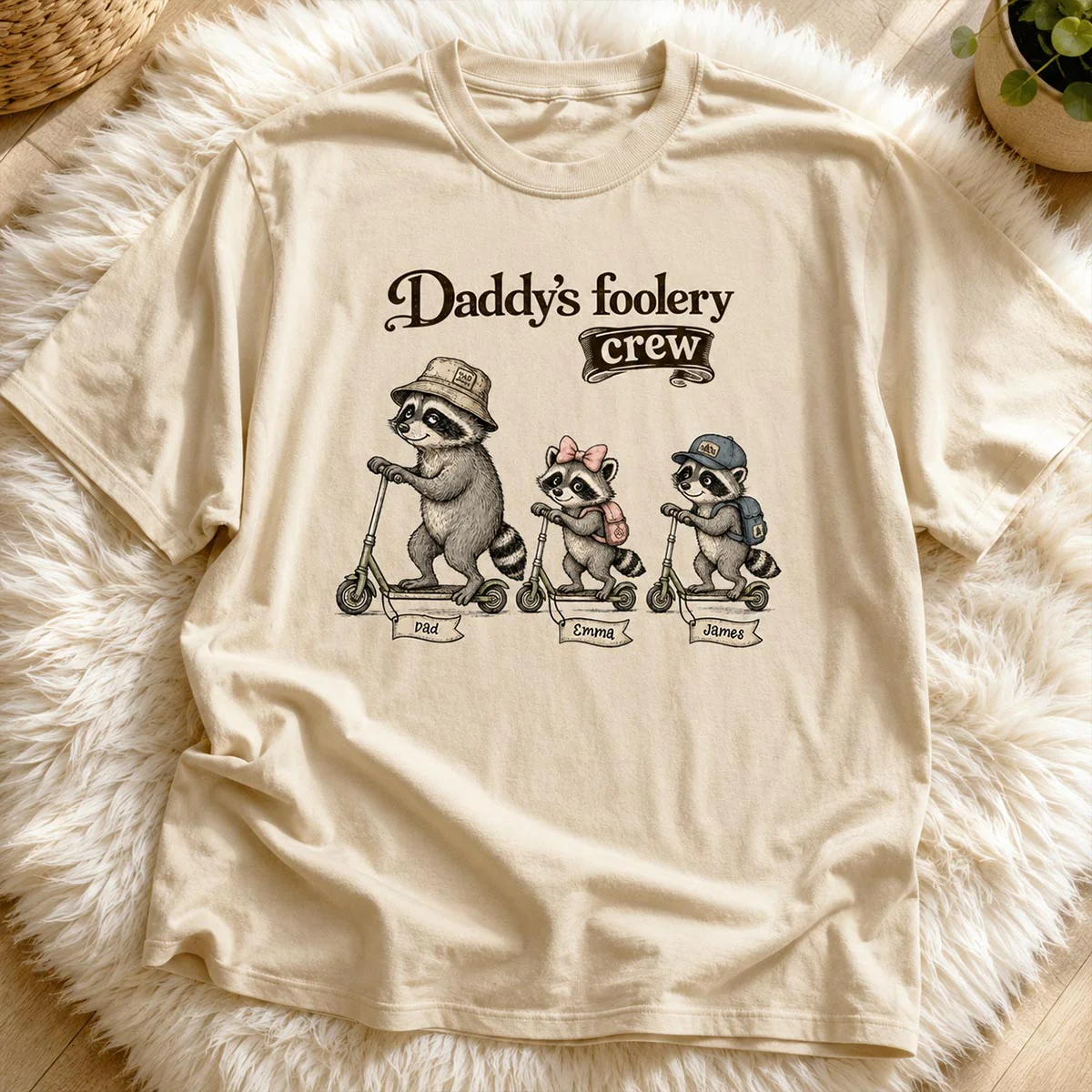 Off To Commit Dad Foolery Raccoon Dad & Kids - Personalized Shirt - Funny Father's Day Shirt For Husband - Image 4