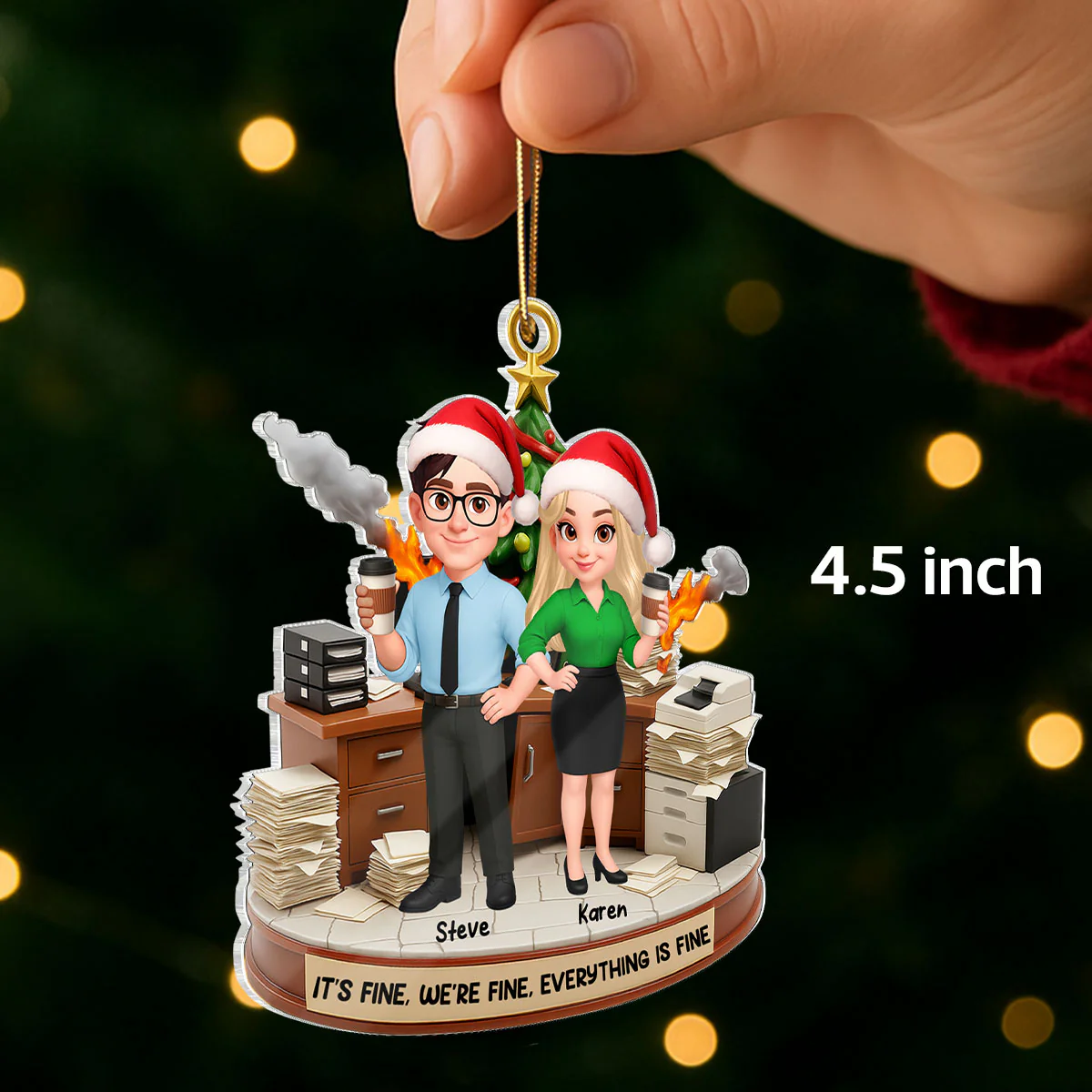 Office Chaos Coworkers - Personalized Acrylic Ornament - Christmas Gift for Coworkers, White Elephant, Secret Santa Gift - Image 2