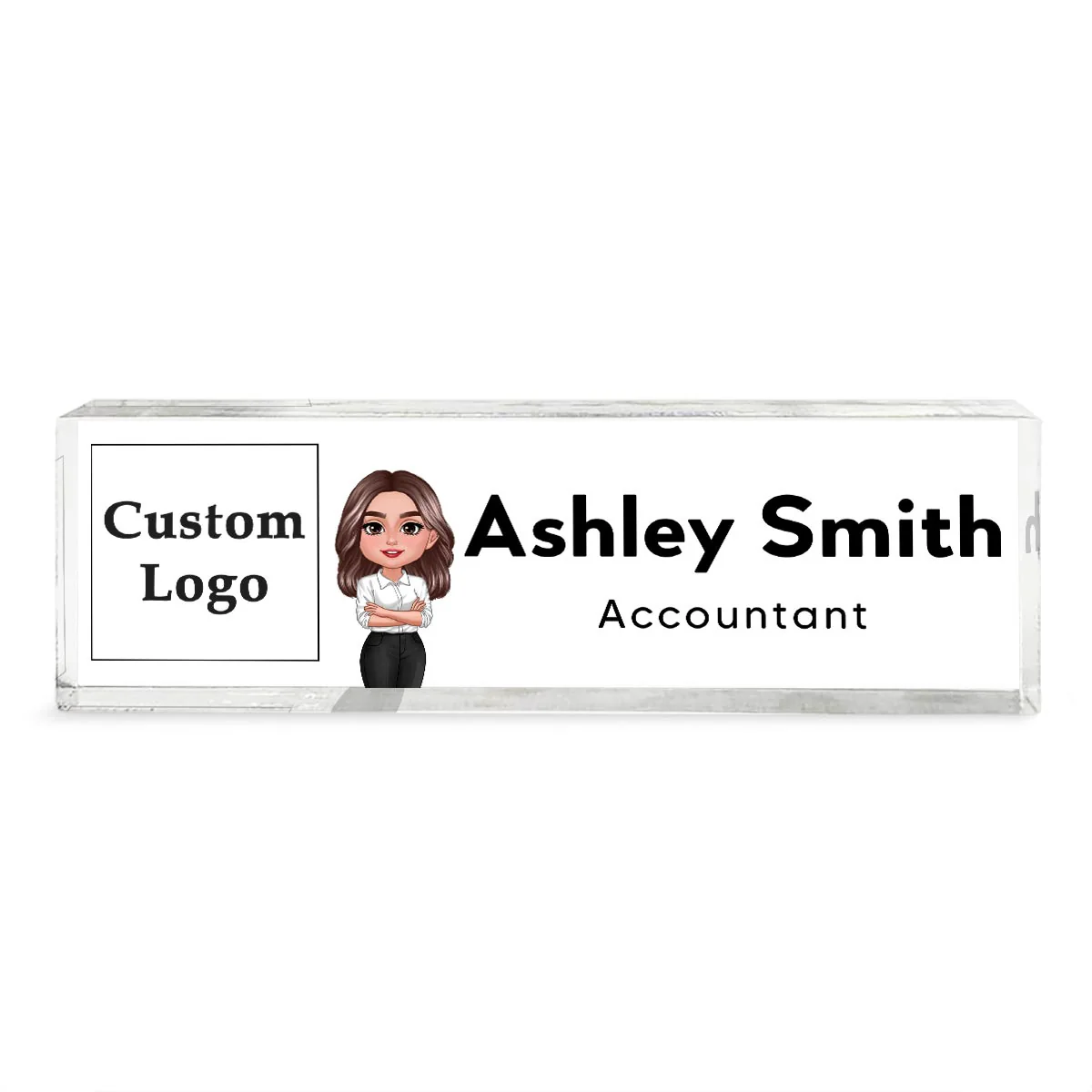 Office Woman Man Upload Your Logo Personalized Acrylic Desk Name Plate, Office Decor, Gift For Colleagues, Boss - Image 3