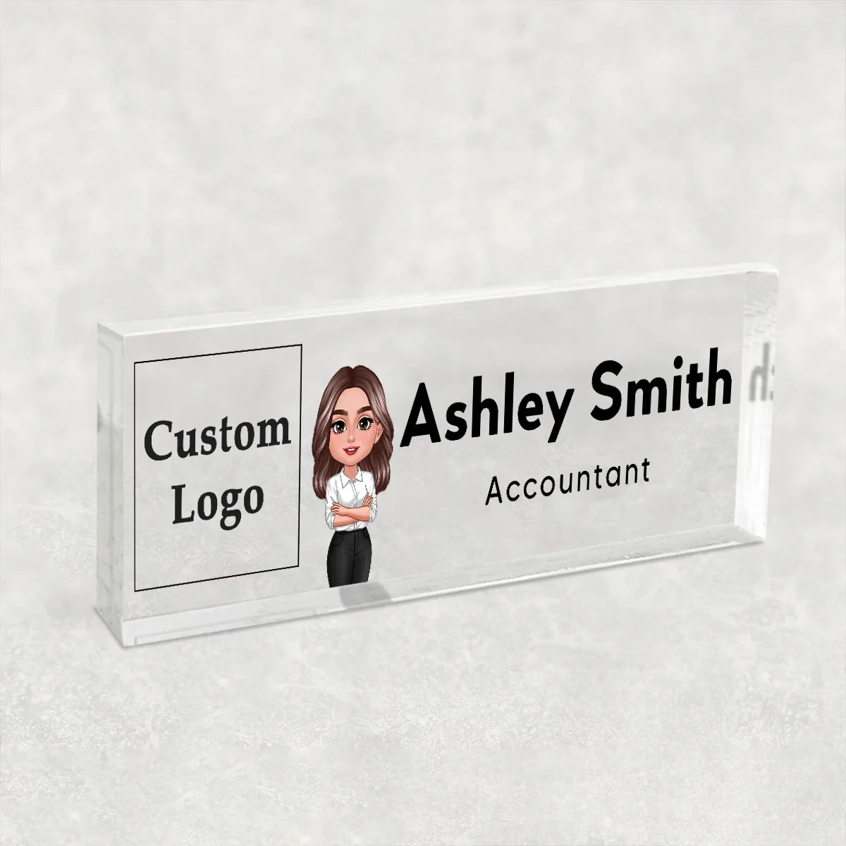 Office Woman Man Upload Your Logo Personalized Acrylic Desk Name Plate, Office Decor, Gift For Colleagues, Boss - Image 5