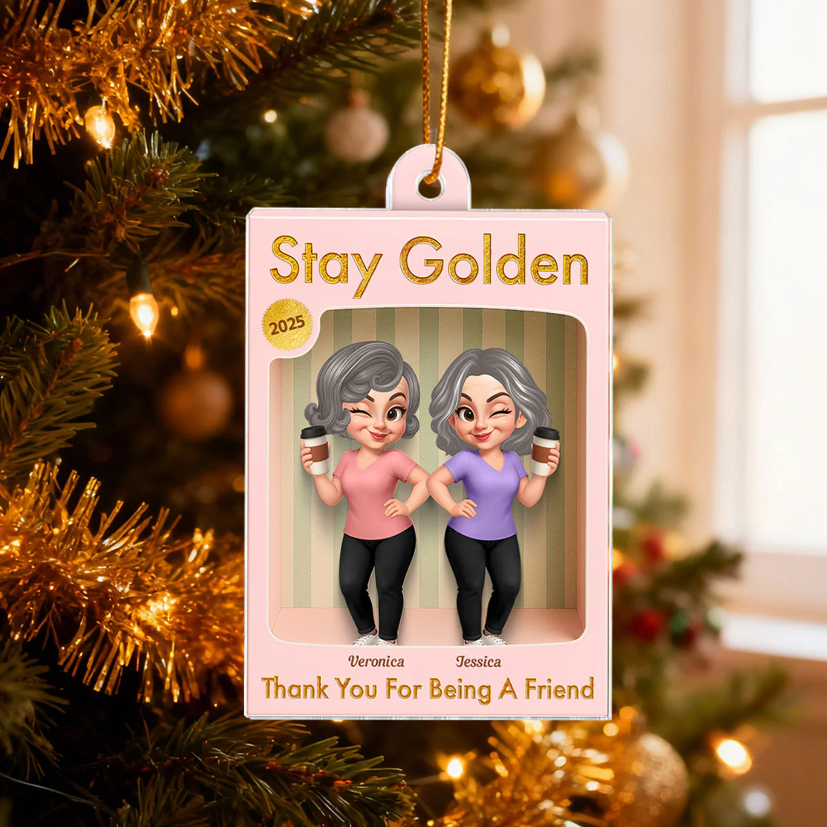 Old Besties Thank You For Being A Friend Toy Box Style - Personalized Acrylic Ornament - Christmas Gift For Best Friends - Image 10