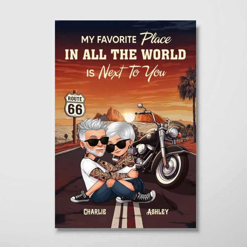 Old Biker Couple Riding Partners for Life Personalized Poster, Gift for him, Gift for her