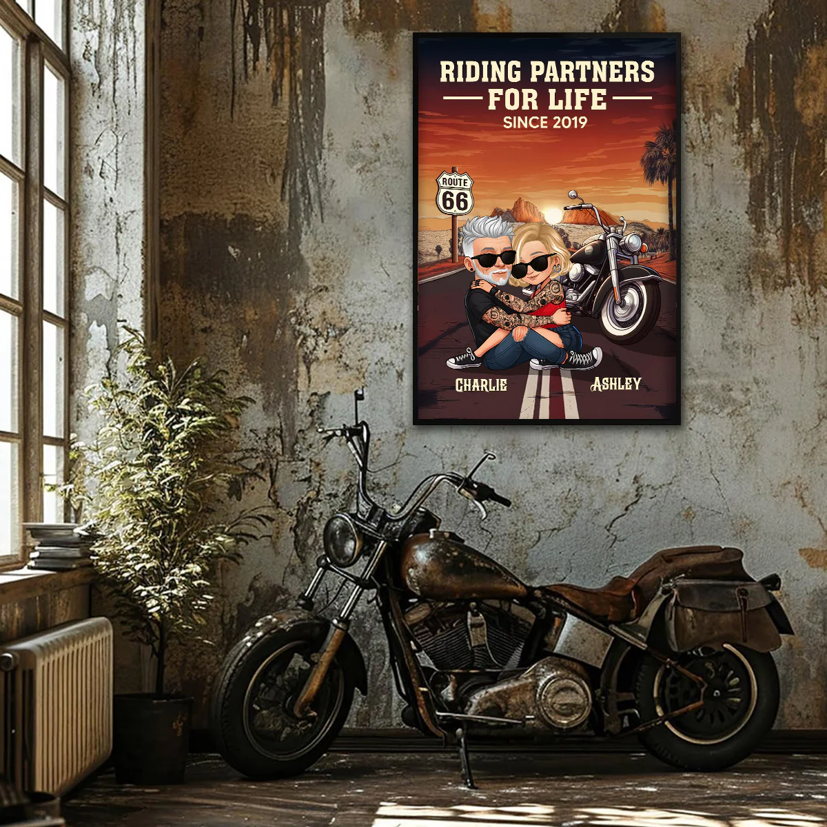 Old Biker Couple Riding Partners for Life Personalized Poster, Gift for him, Gift for her - Image 3