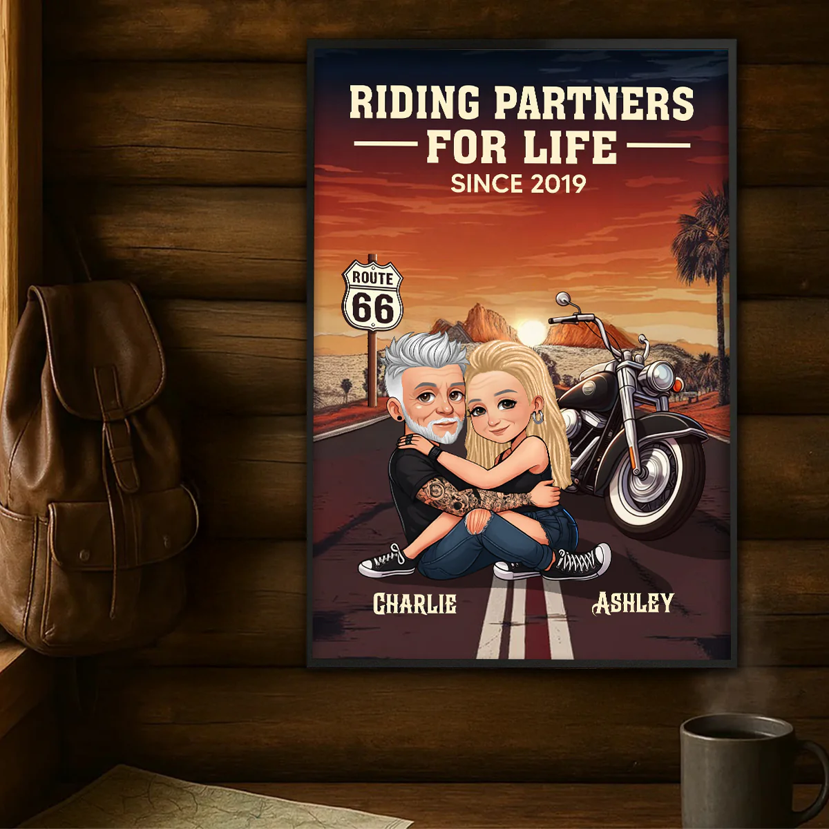 Old Biker Couple Riding Partners for Life Personalized Poster, Gift for him, Gift for her - Image 6