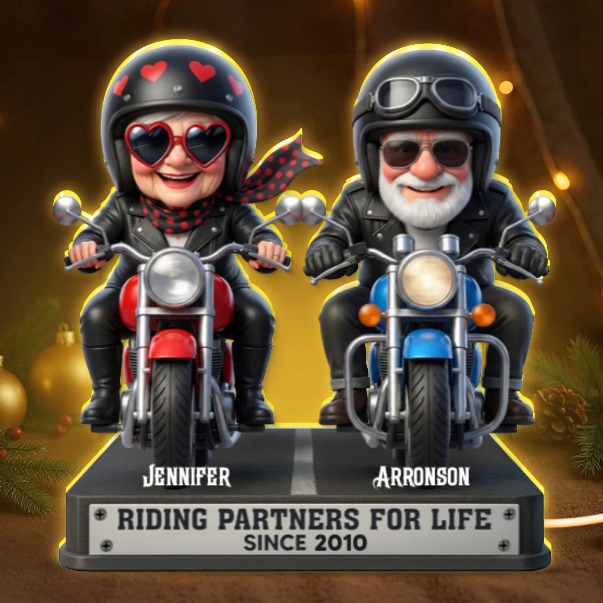 Old Biker Couple Riding Partners for Life - Personalized Light Box - Sentimental Gift for her, for him - Image 11