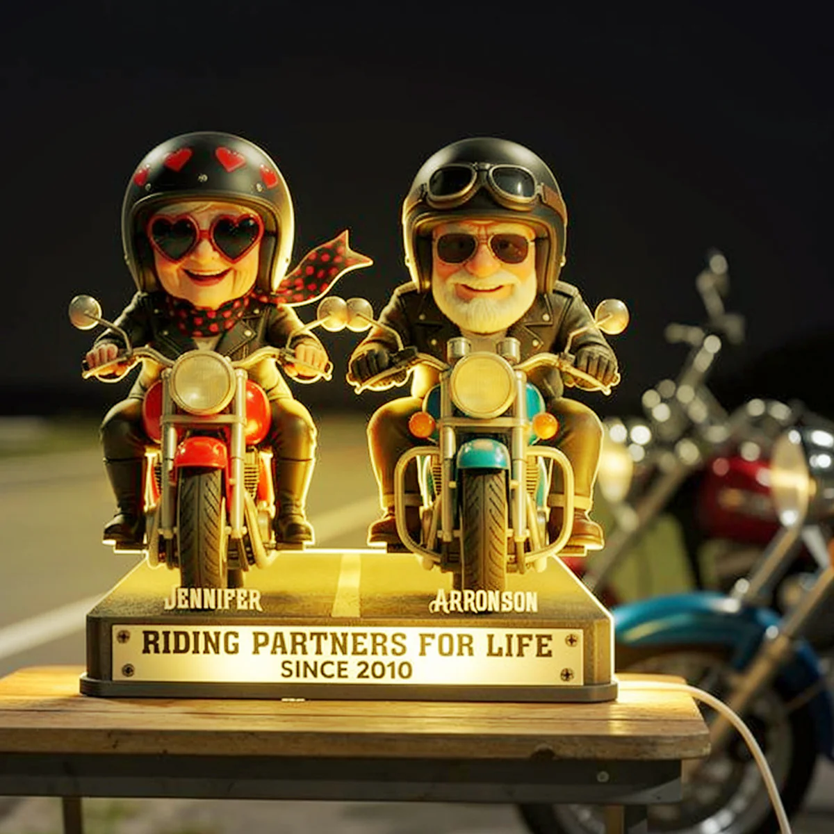 Old Biker Couple Riding Partners for Life - Personalized Light Box - Sentimental Gift for her, for him - Image 8
