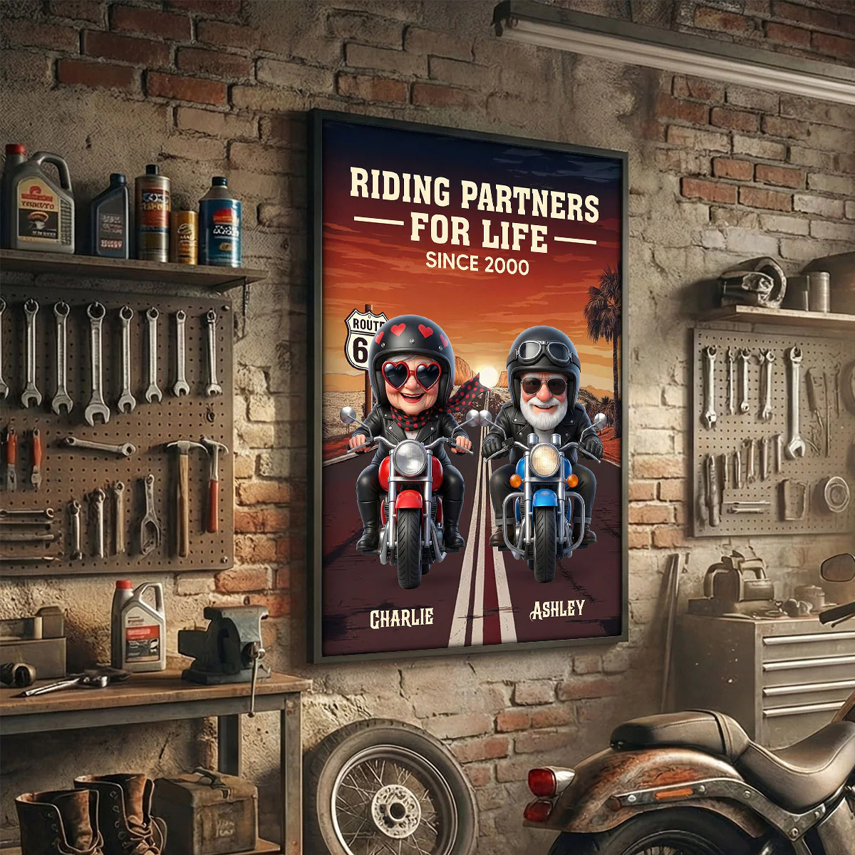 Old Bikers Couple Riding Partners for Life - Personalized Poster - Sentimental Nostalgia Gift for Him, Gift for Her - Image 7