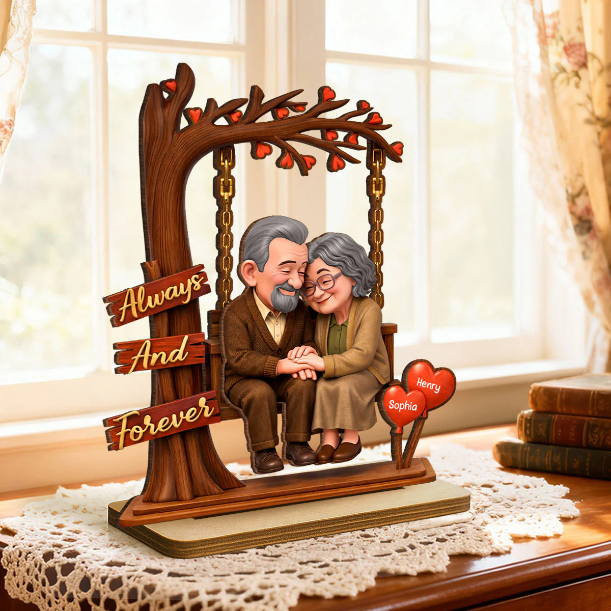 Old Couple Always and Forever - Personalized Wooden Plaque - Heartfelt Rustic Gift for Her, for Him - Image 5