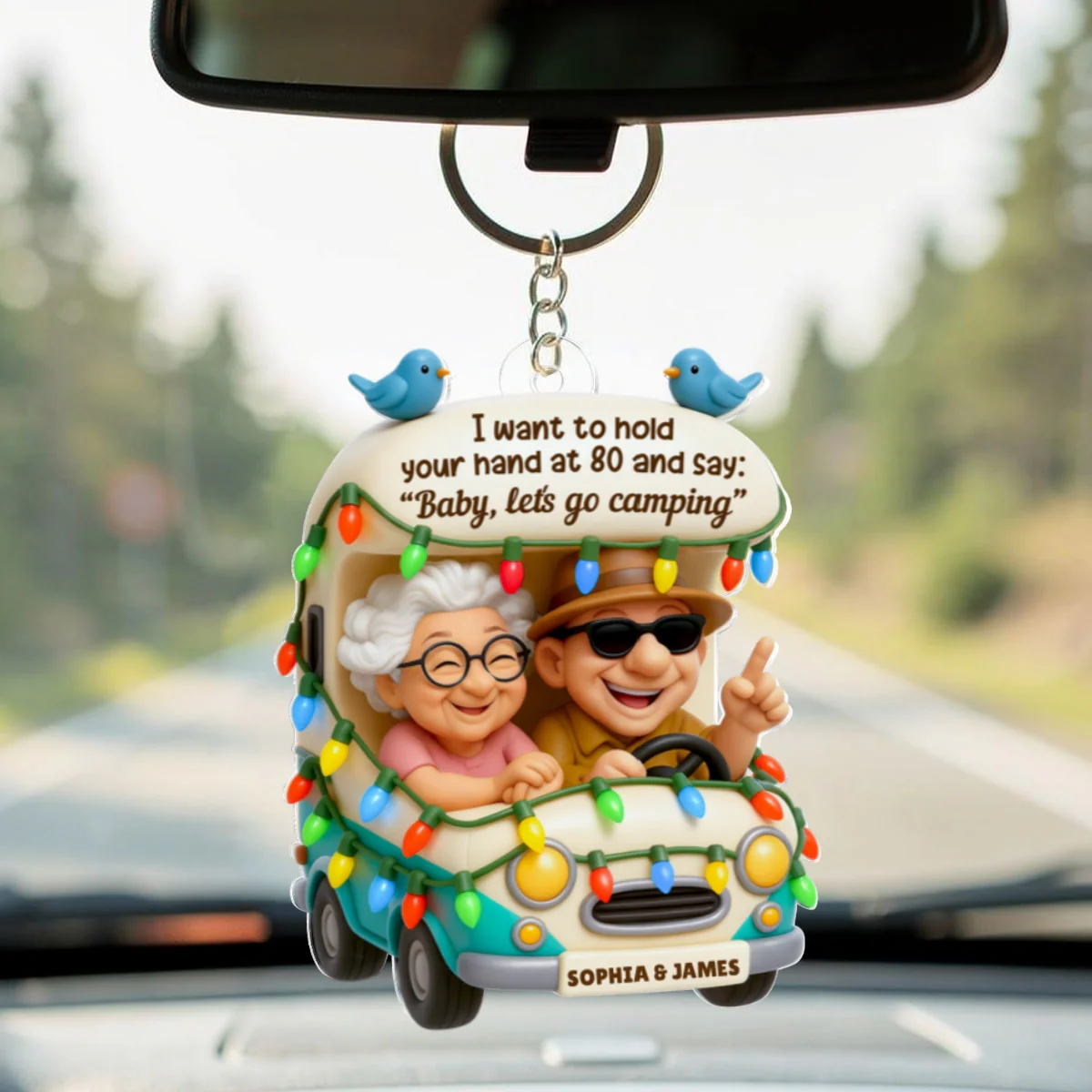 Old Couple Baby Let's Go Camping - Personalized Acrylic Keychain - Gift For Her, Gift For Him, Gift For Couple - Image 10