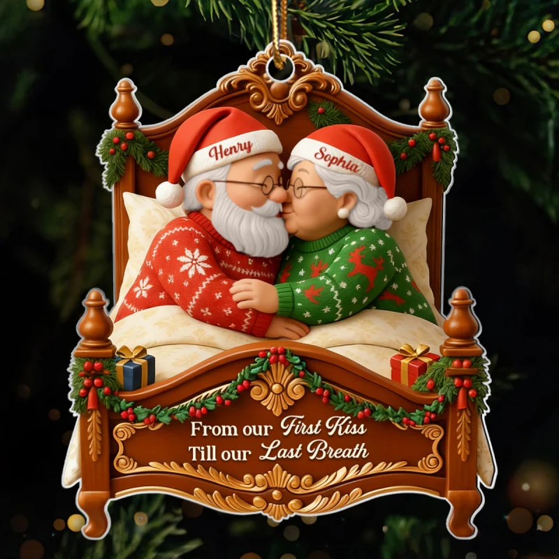 Old Couple Kissing from Our 1st Kiss till Our Last Breath - Personalized Acrylic Ornament - Christmas Gift for him, Gift for her - Image 8