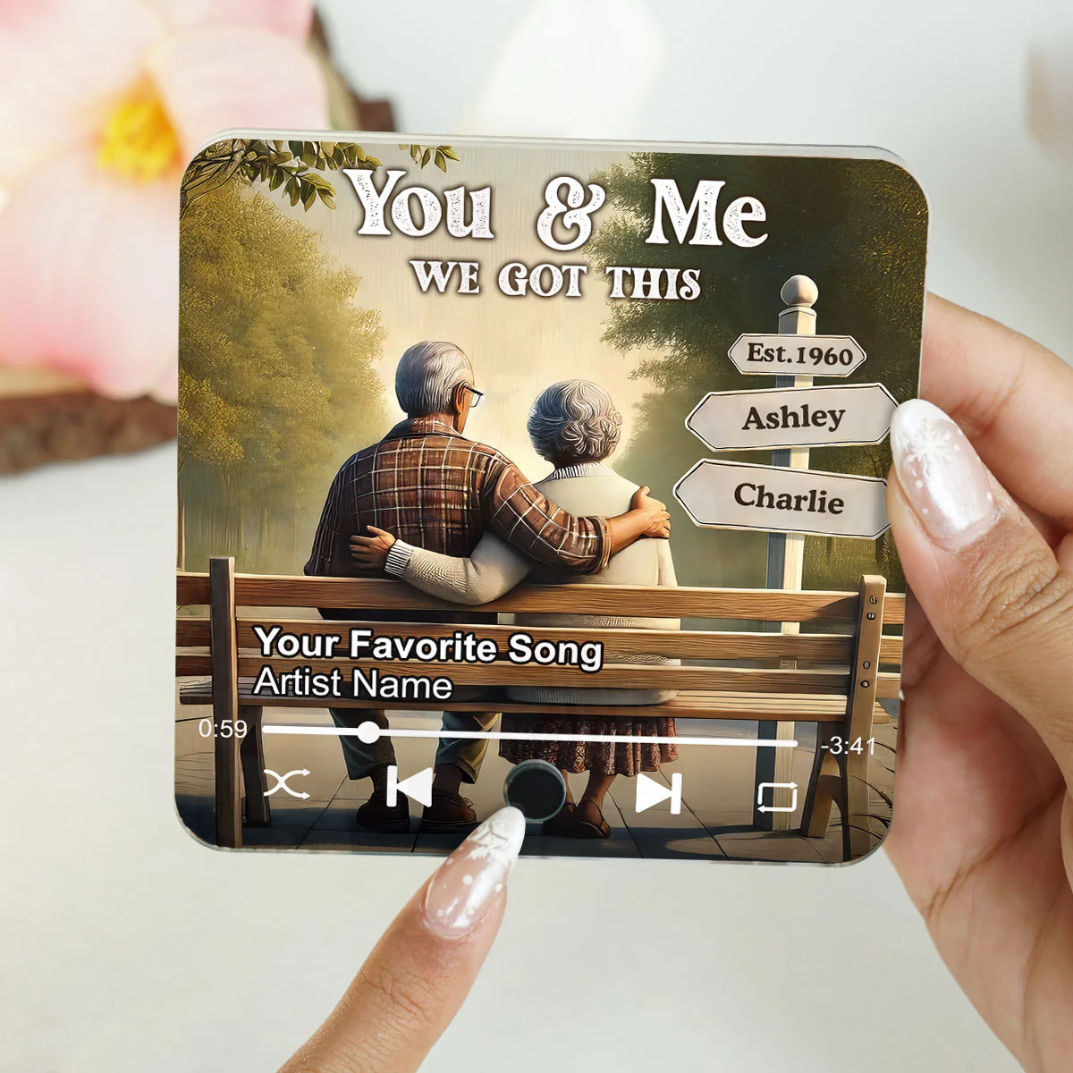 Old Couple Sitting On The Bench Personalized Music Fridge Magnet, Heartfelt Gift For Couple, For Him, For Her, Boyfriend, Girlfriend, Husband, Wife - Image 8