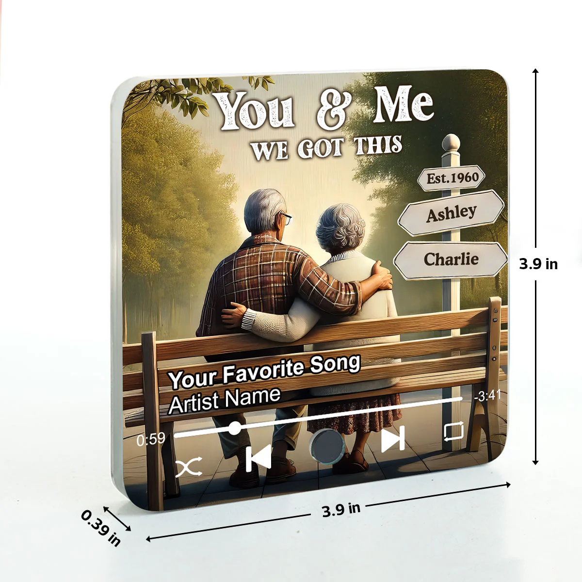 Old Couple Sitting On The Bench Personalized Music Fridge Magnet, Heartfelt Gift For Couple, For Him, For Her, Boyfriend, Girlfriend, Husband, Wife - Image 9