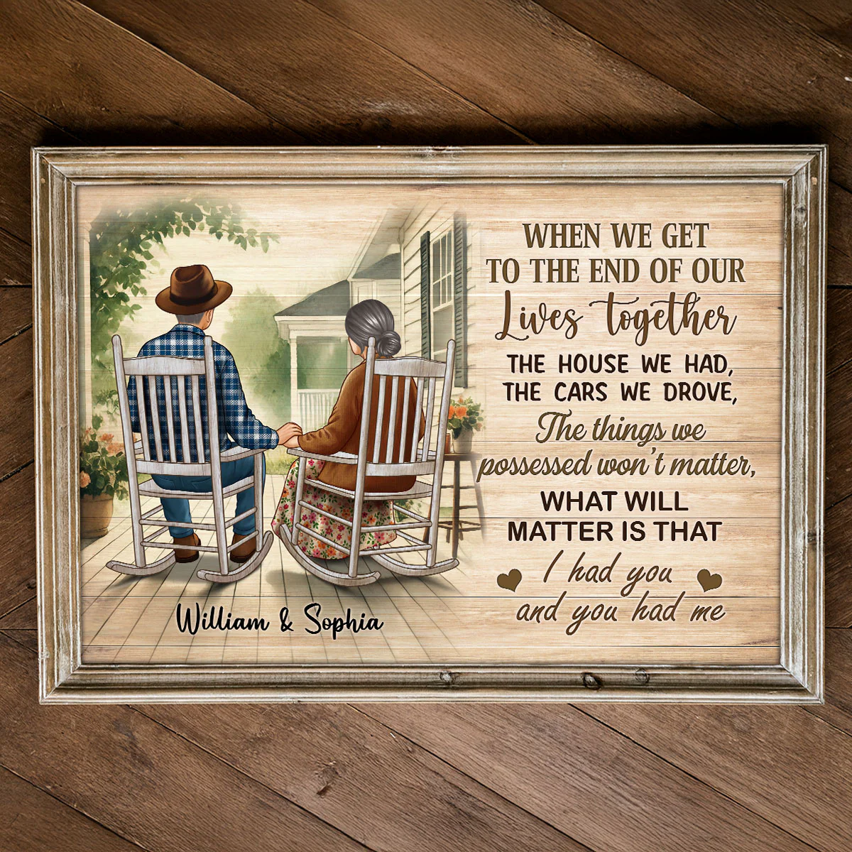 Old Couple Sitting On The Porch Personalized Poster, Heartfelt Gift For Couple, For Him, For Her, Husband, Wife - Image 2