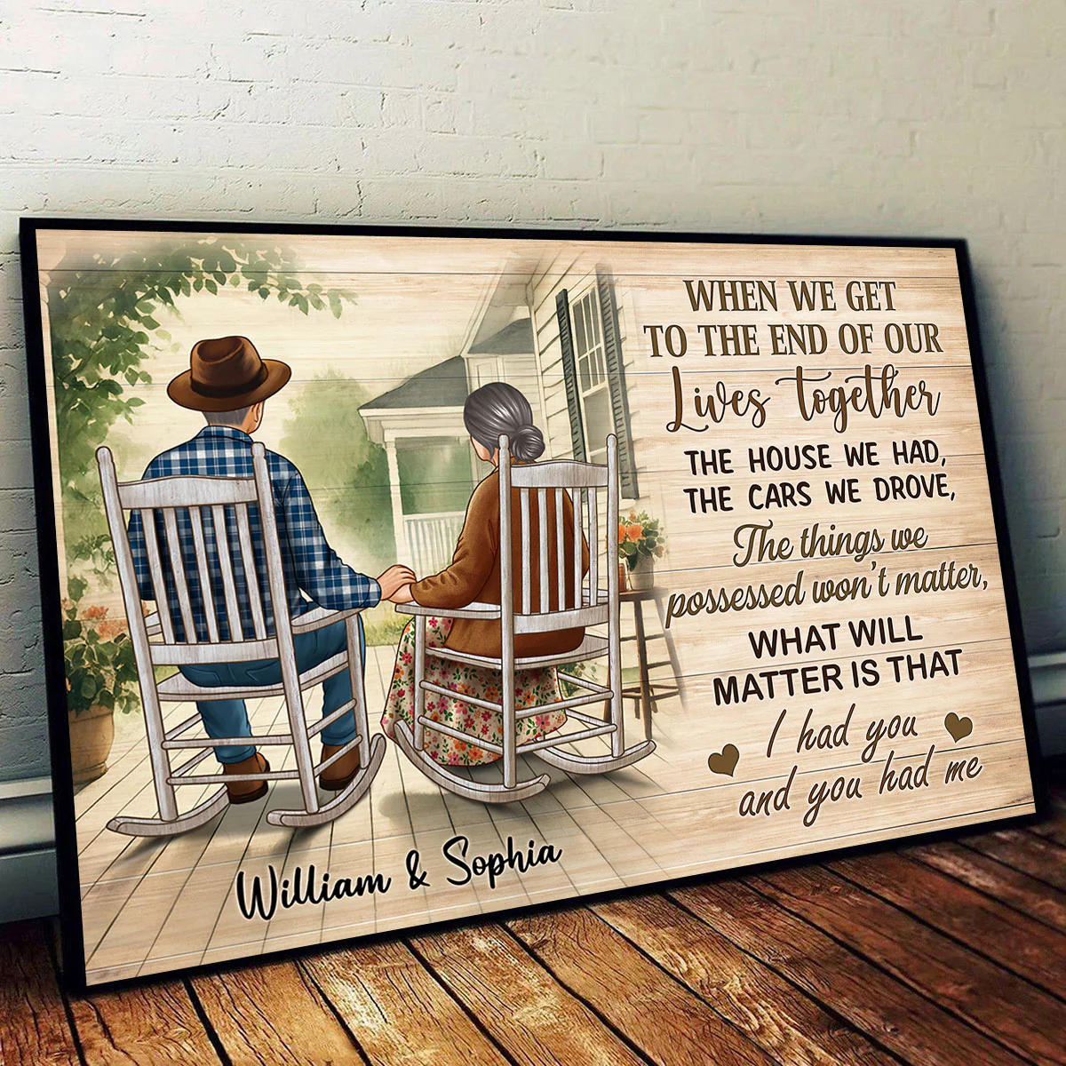 Old Couple Sitting On The Porch Personalized Poster, Heartfelt Gift For Couple, For Him, For Her, Husband, Wife - Image 3