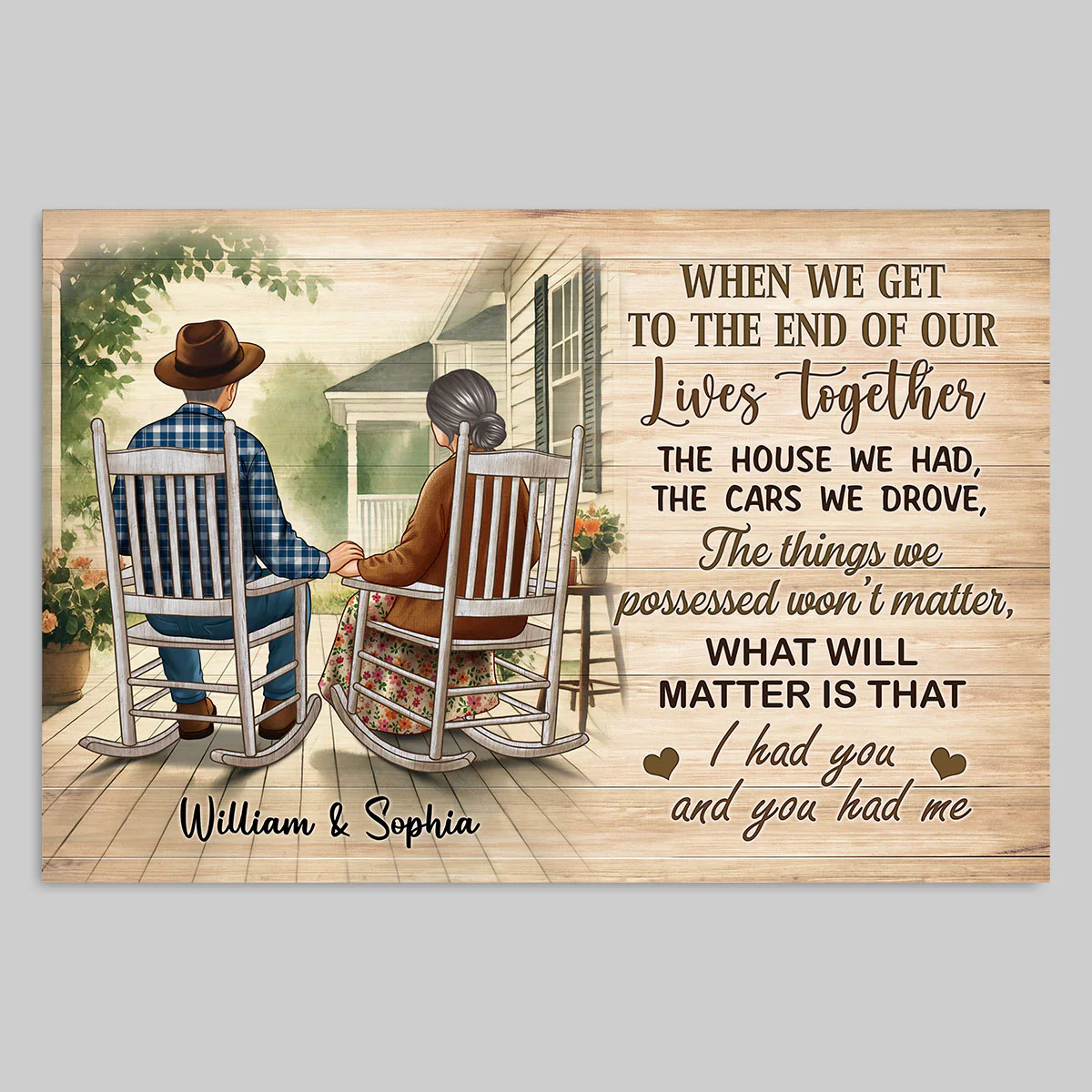 Old Couple Sitting On The Porch Personalized Poster, Heartfelt Gift For Couple, For Him, For Her, Husband, Wife - Image 4