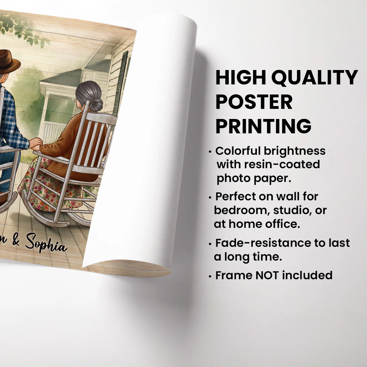 Old Couple Sitting On The Porch Personalized Poster, Heartfelt Gift For Couple, For Him, For Her, Husband, Wife - Image 5