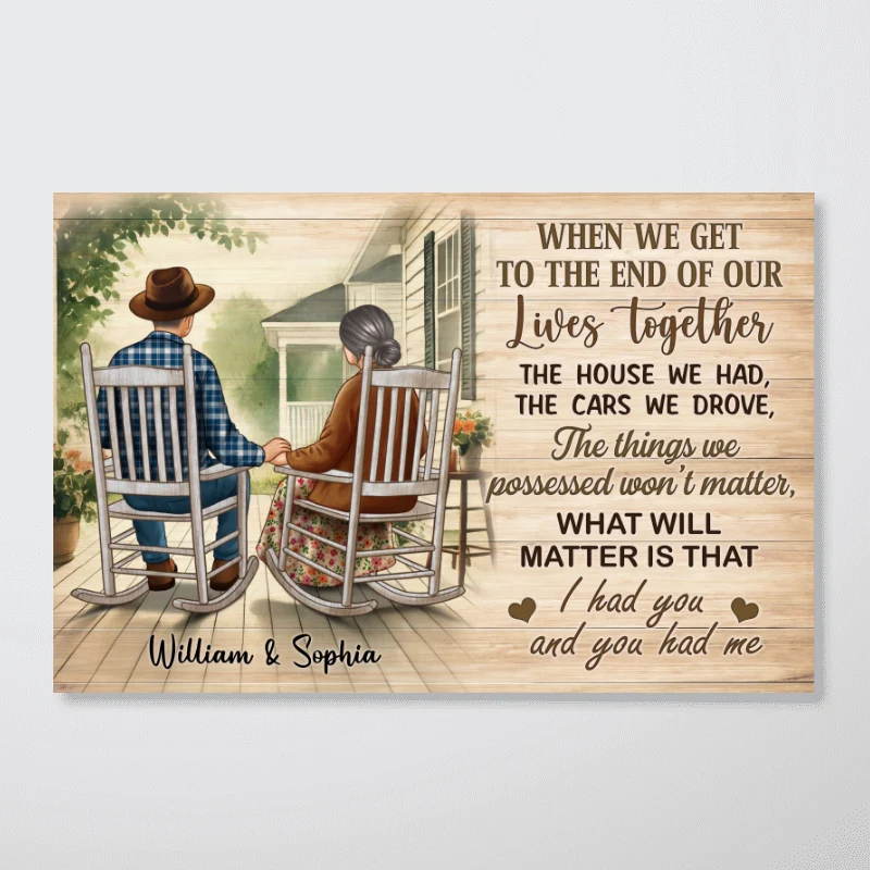 Old Couple Sitting On The Porch Personalized Poster, Heartfelt Gift For Couple, For Him, For Her, Husband, Wife - Image 7
