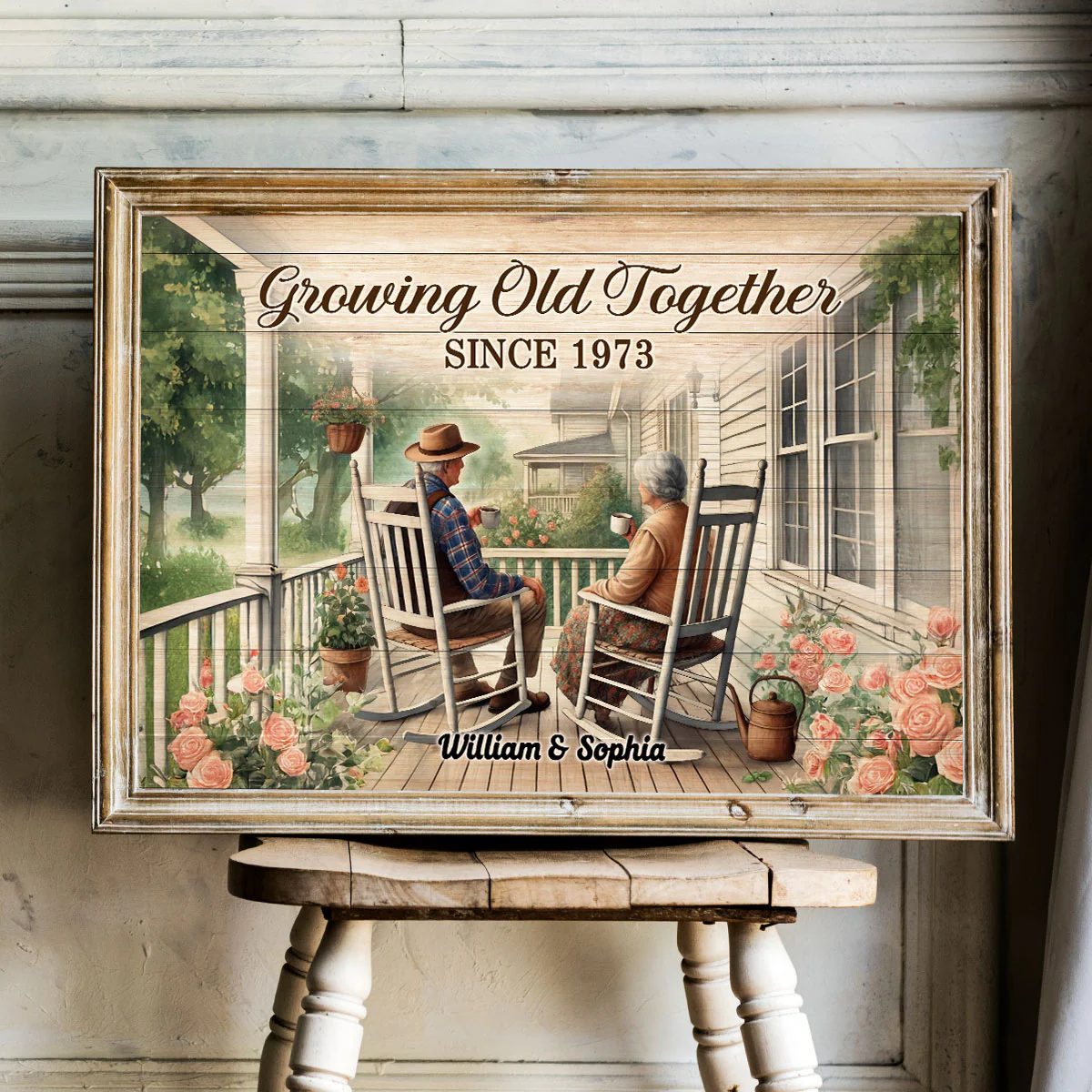 Old Couple Sitting Together On The Porch Personalized Poster, Heartfelt Gift For Him, For Her, Husband, Wife