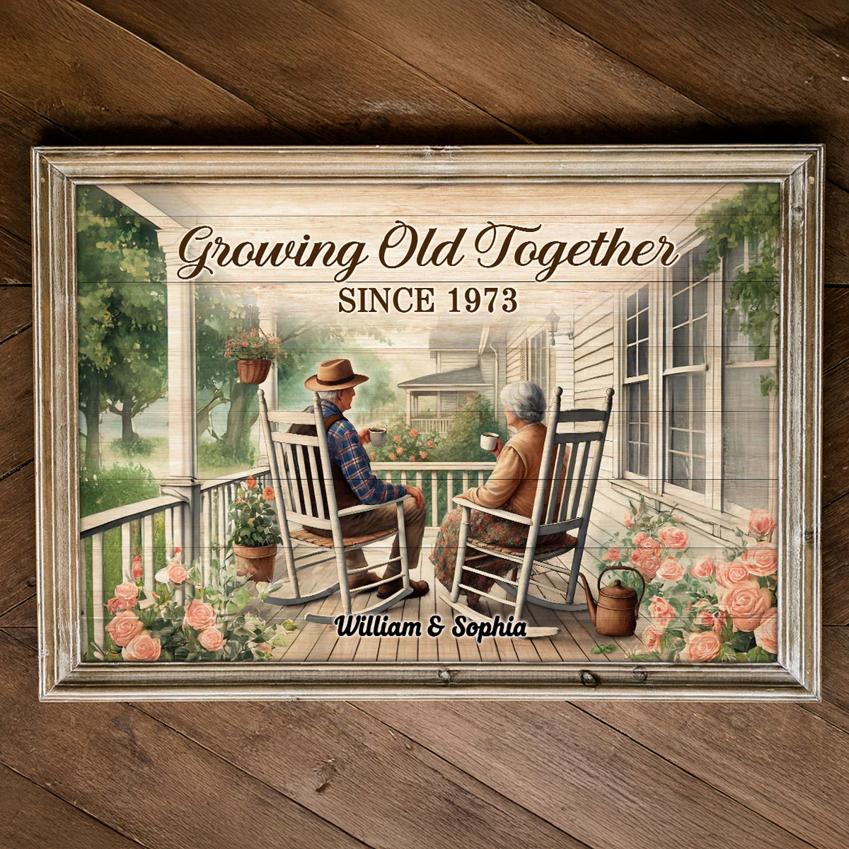 Old Couple Sitting Together On The Porch Personalized Poster, Heartfelt Gift For Him, For Her, Husband, Wife - Image 2