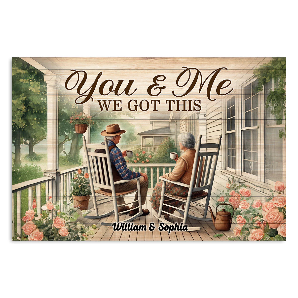 Old Couple Sitting Together On The Porch Personalized Poster, Heartfelt Gift For Him, For Her, Husband, Wife - Image 3