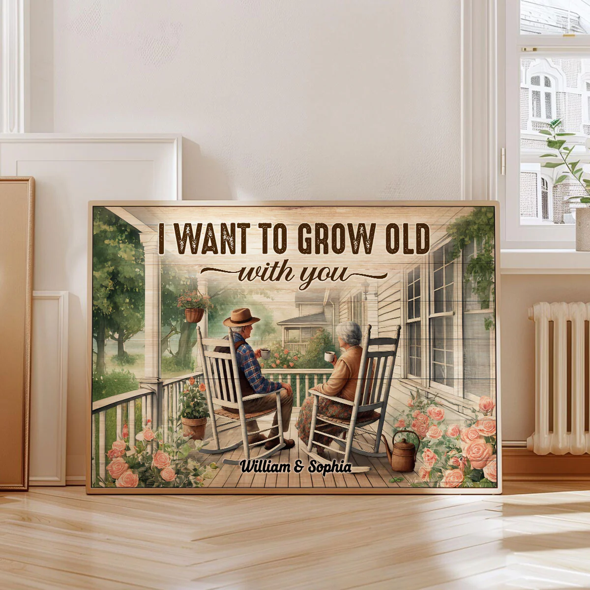Old Couple Sitting Together On The Porch Personalized Poster, Heartfelt Gift For Him, For Her, Husband, Wife - Image 4