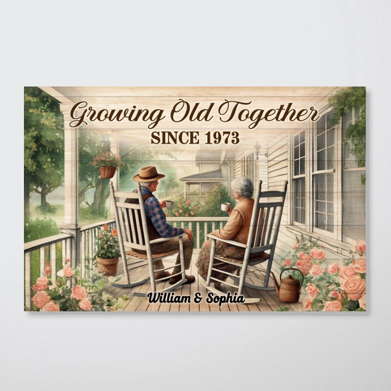 Old Couple Sitting Together On The Porch Personalized Poster, Heartfelt Gift For Him, For Her, Husband, Wife - Image 9