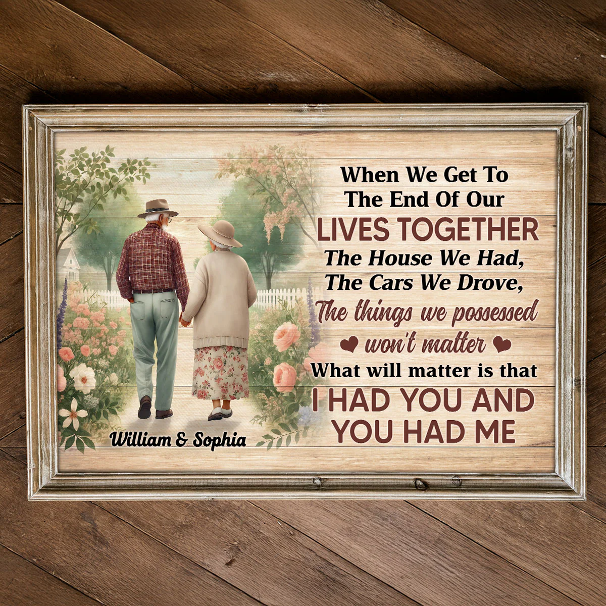 Old Couple Walking In The Flower Garden Personalized Poster, Gift For Him, For Her - Image 2