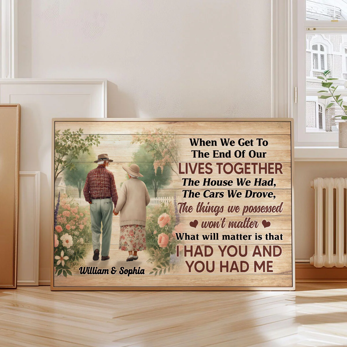 Old Couple Walking In The Flower Garden Personalized Poster, Gift For Him, For Her - Image 3