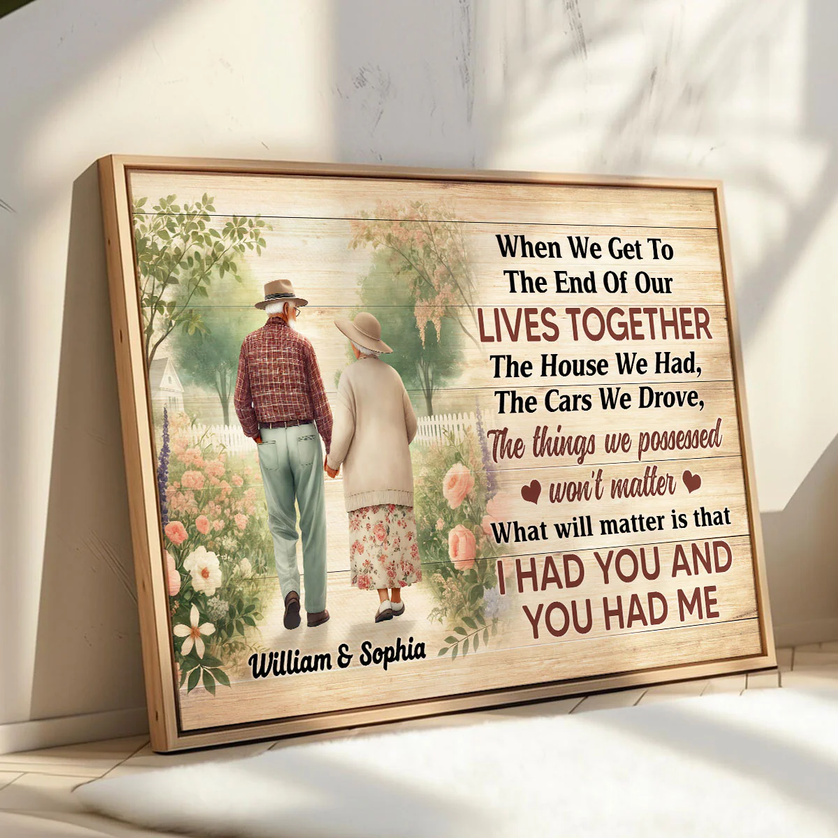 Old Couple Walking In The Flower Garden Personalized Poster, Gift For Him, For Her - Image 5