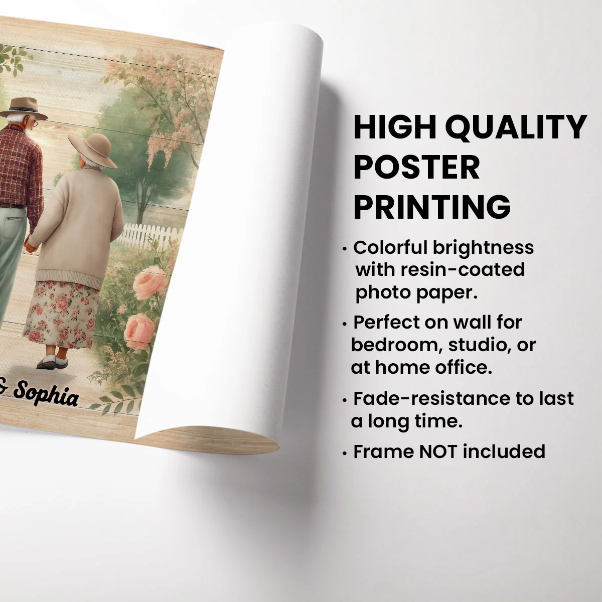 Old Couple Walking In The Flower Garden Personalized Poster, Gift For Him, For Her - Image 6