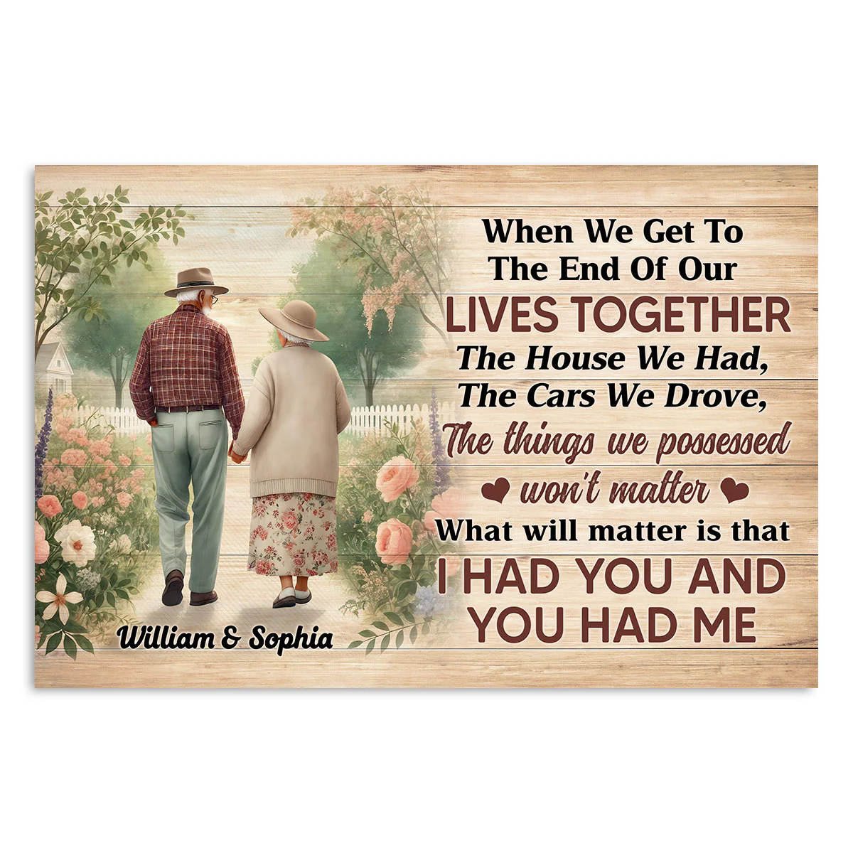 Old Couple Walking In The Flower Garden Personalized Poster, Gift For Him, For Her - Image 7