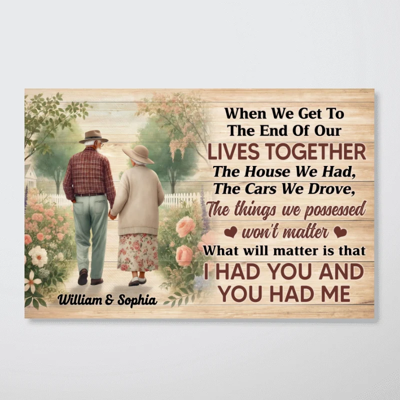 Old Couple Walking In The Flower Garden Personalized Poster, Gift For Him, For Her - Image 9