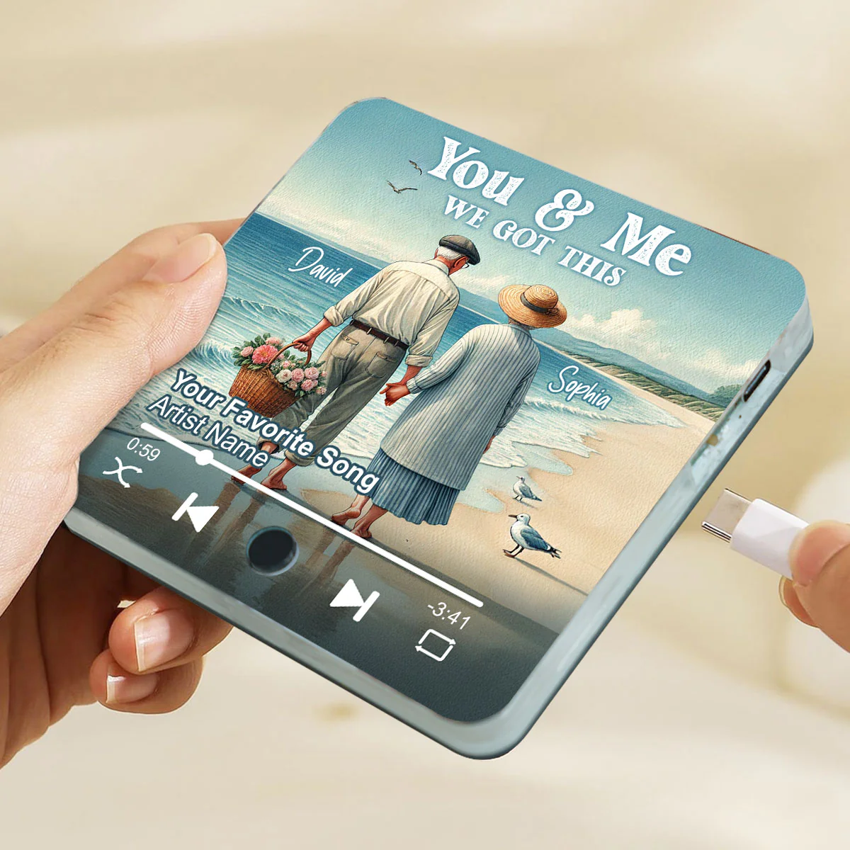 Old Couple Walking On Beach Favorite Song Personalized Music Fridge Magnet, Valentine's Gift For Her, Gift For Him - Image 7