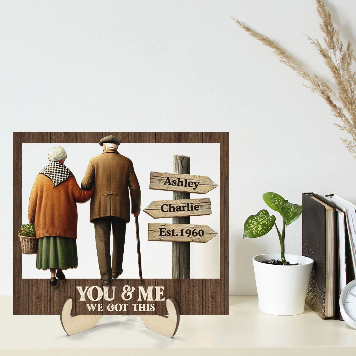 Old Couple Walking Together Personalized 2-Layer Wooden Plaque, Heartfelt Gift For Couple, For Him, For Her, Husband, Wife - Image 10