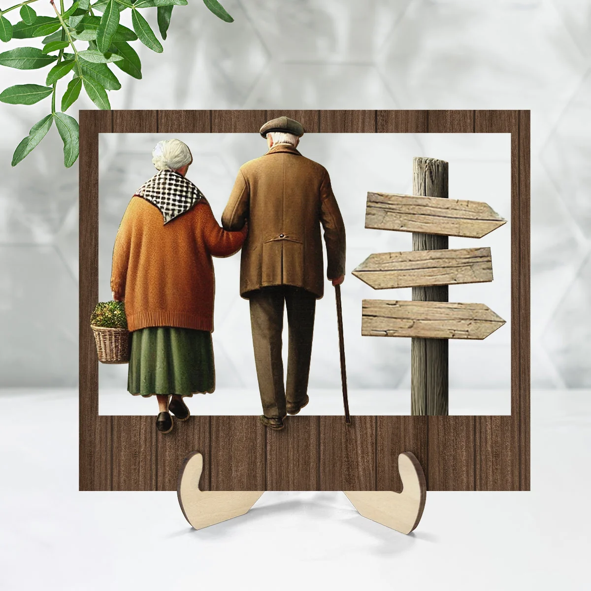 Old Couple Walking Together Personalized 2-Layer Wooden Plaque, Heartfelt Gift For Couple, For Him, For Her, Husband, Wife - Image 15