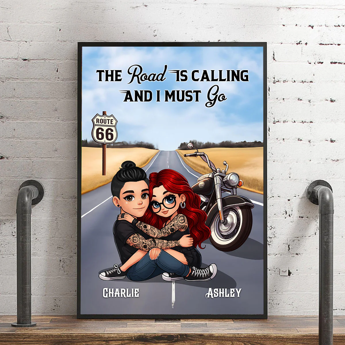 On A Dark Desert Highway Cool Wind In My Hair Motorcycle Riding Personalized Poster for Biker Couples - Image 3