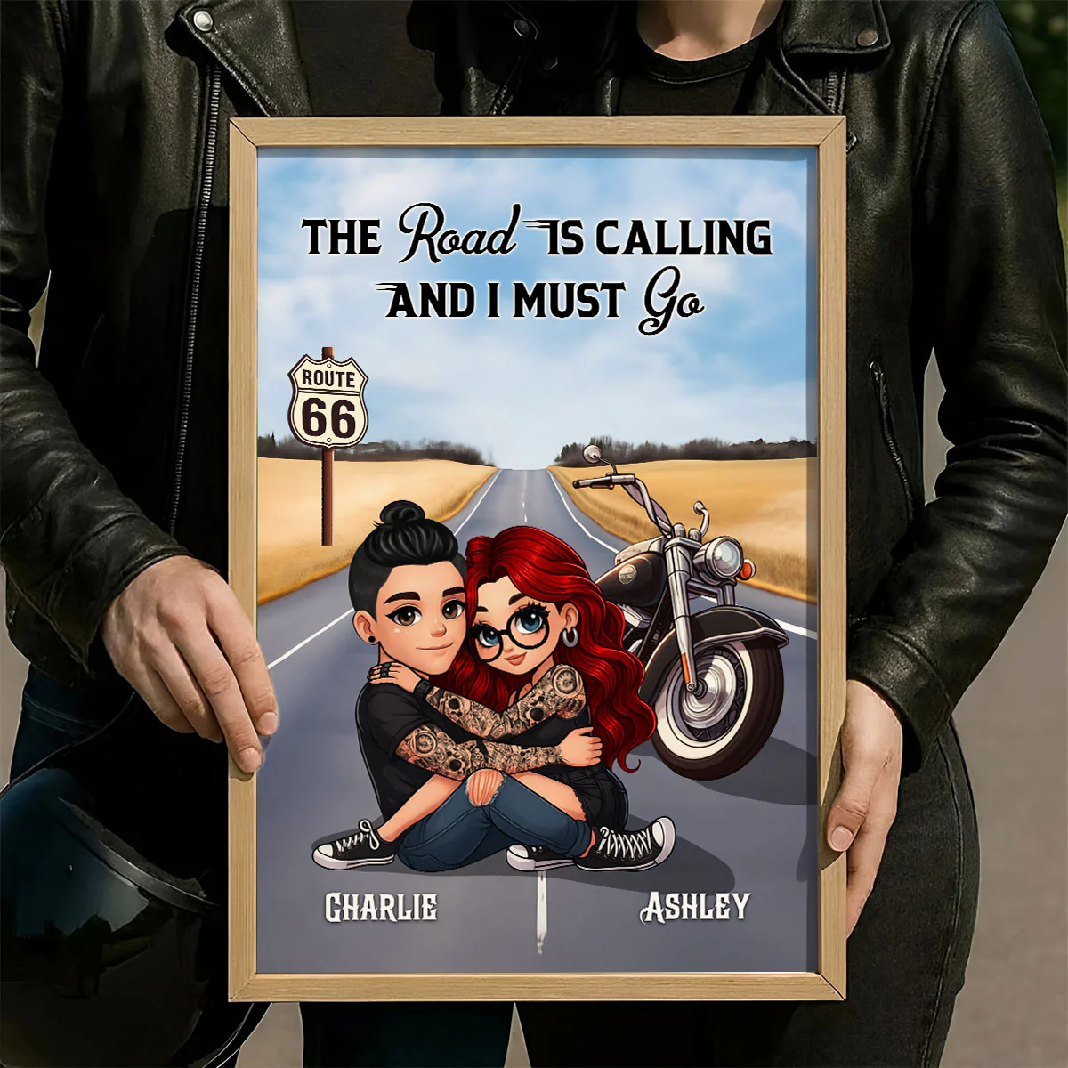 On A Dark Desert Highway Cool Wind In My Hair Motorcycle Riding Personalized Poster for Biker Couples - Image 4