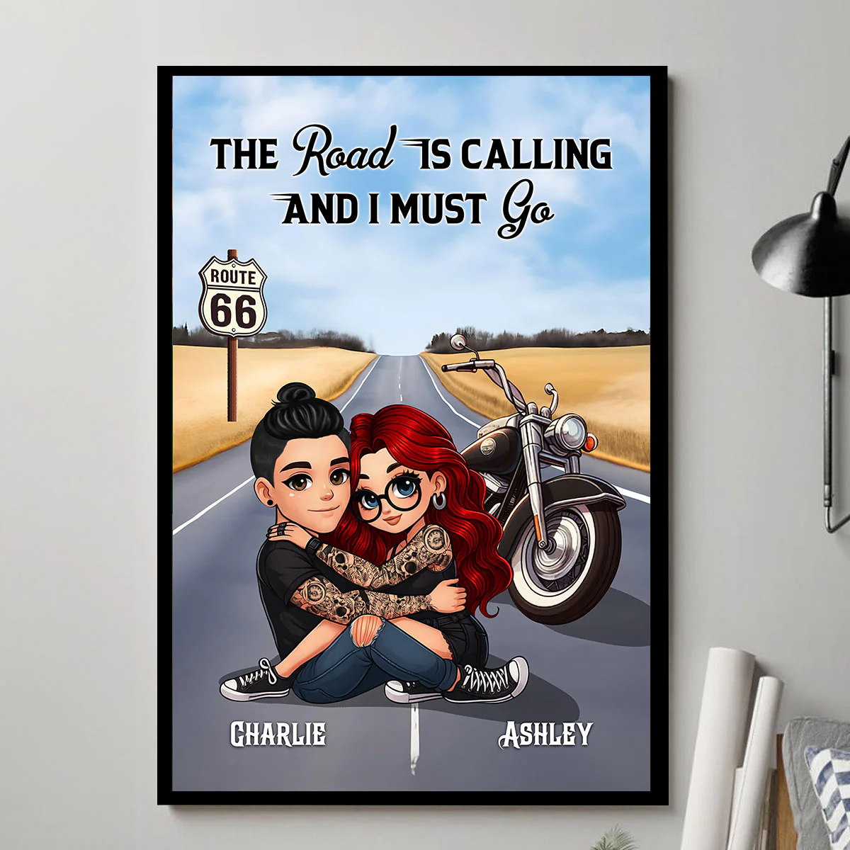 On A Dark Desert Highway Cool Wind In My Hair Motorcycle Riding Personalized Poster for Biker Couples - Image 5