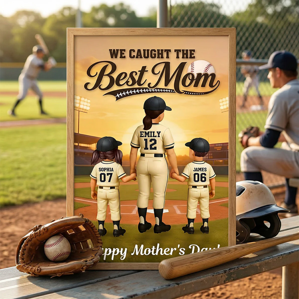 On The Field We Caught The Best Mom - Personalized Poster - Mother's Day Gift For Baseball Mom - Image 5