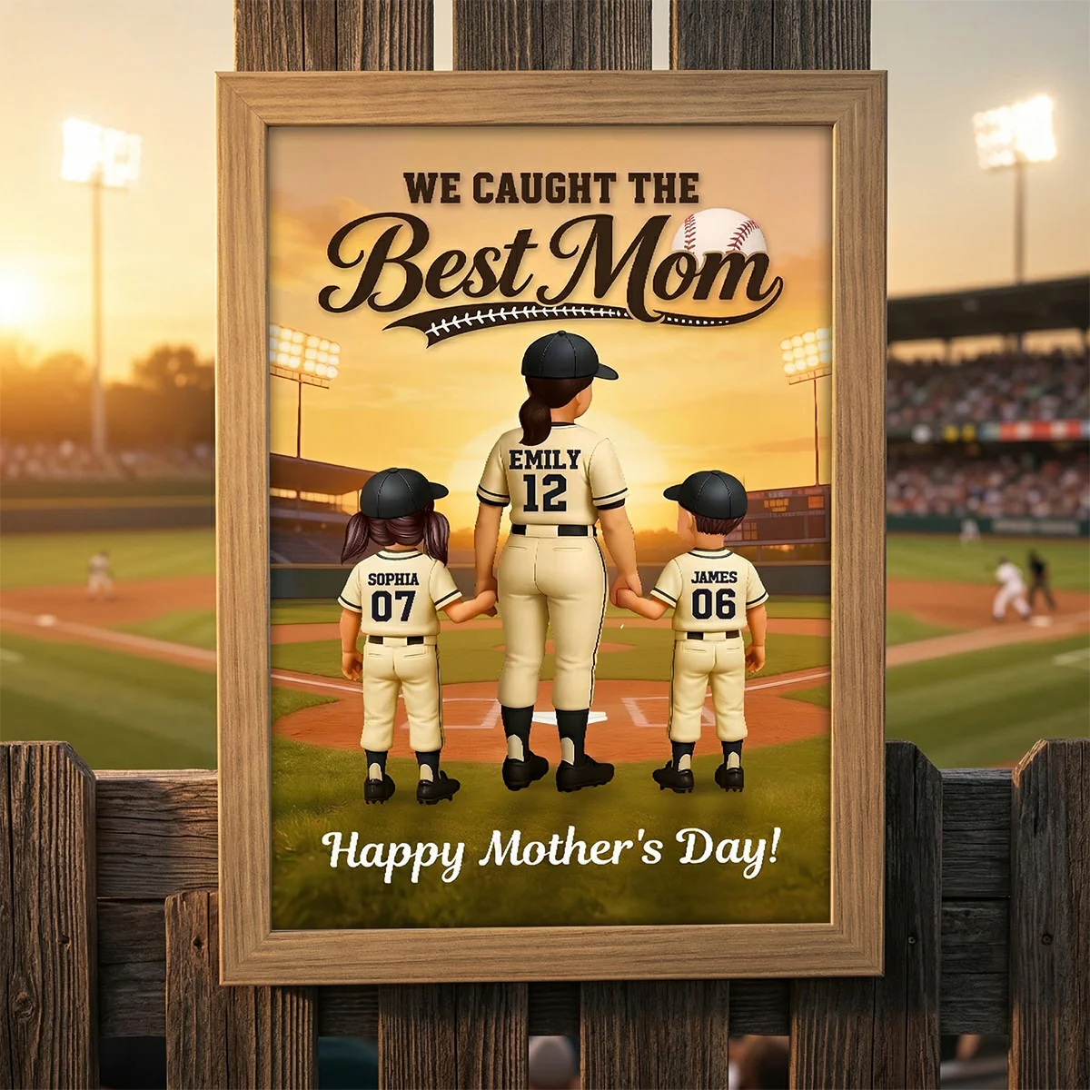 On The Field We Caught The Best Mom - Personalized Poster - Mother's Day Gift For Baseball Mom - Image 6