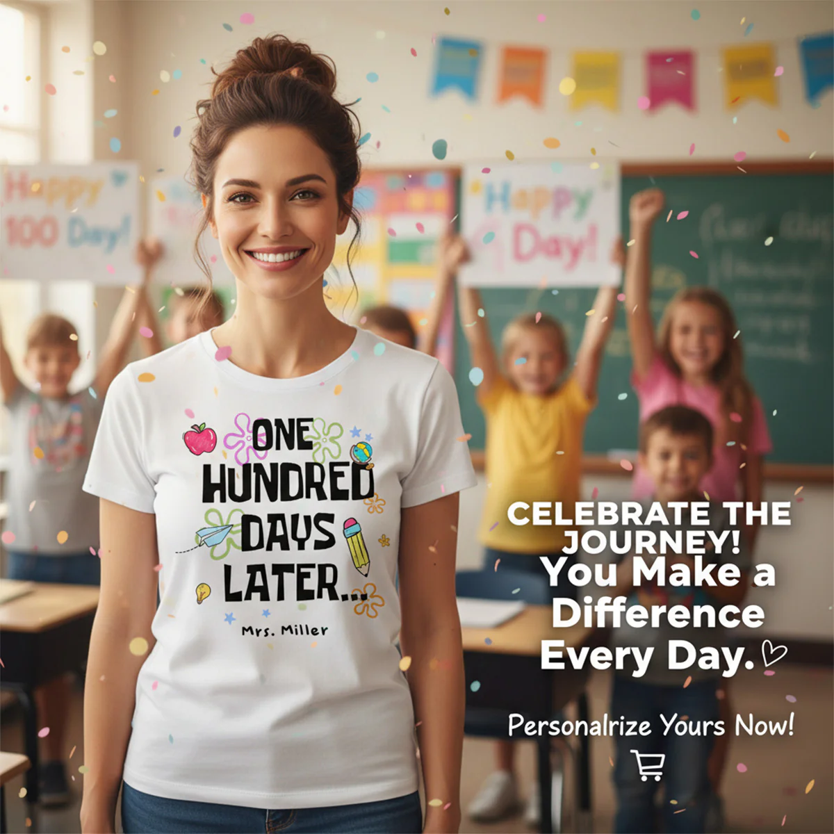 One Hundred Days Later 100 Days Of School Celebration - Personalized Shirt - Image 8