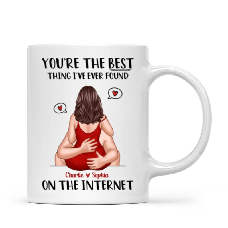 Online Dating Virtual Love Embrace Valentine‘s Couple Personalized Mug - Image 6