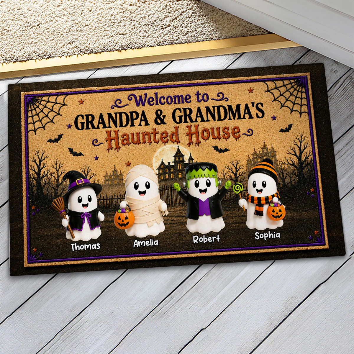 On-trend Spooky Halloween Grandparents House - Personalized Doormat - Halloween Gift For Grandma, Grandpa - Image 2