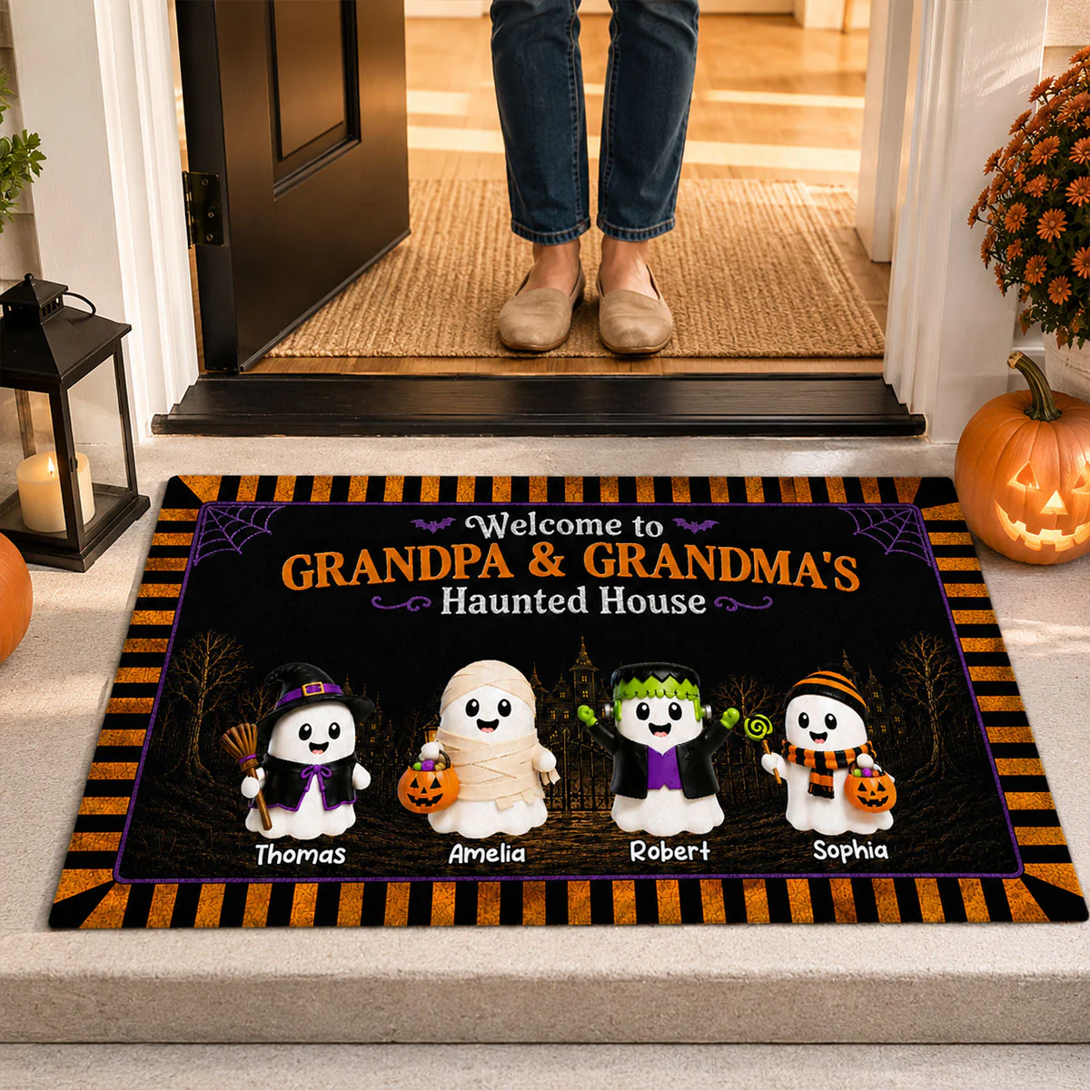 On-trend Spooky Halloween Grandparents House - Personalized Doormat - Halloween Gift For Grandma, Grandpa - Image 3