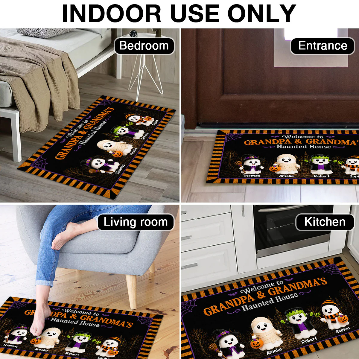 On-trend Spooky Halloween Grandparents House - Personalized Doormat - Halloween Gift For Grandma, Grandpa - Image 5