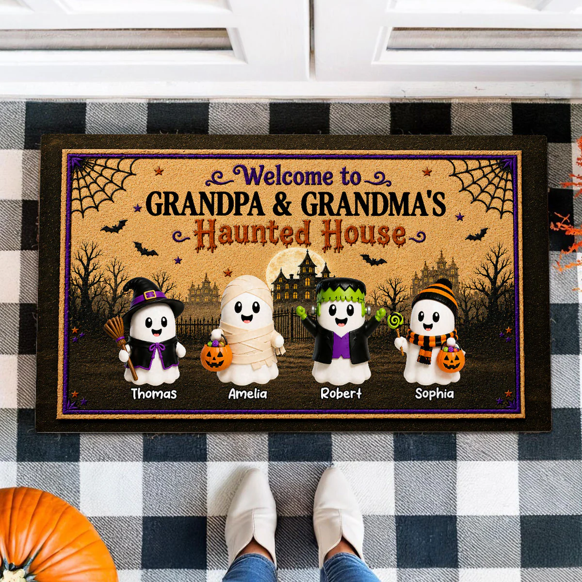 On-trend Spooky Halloween Grandparents House - Personalized Doormat - Halloween Gift For Grandma, Grandpa - Image 7