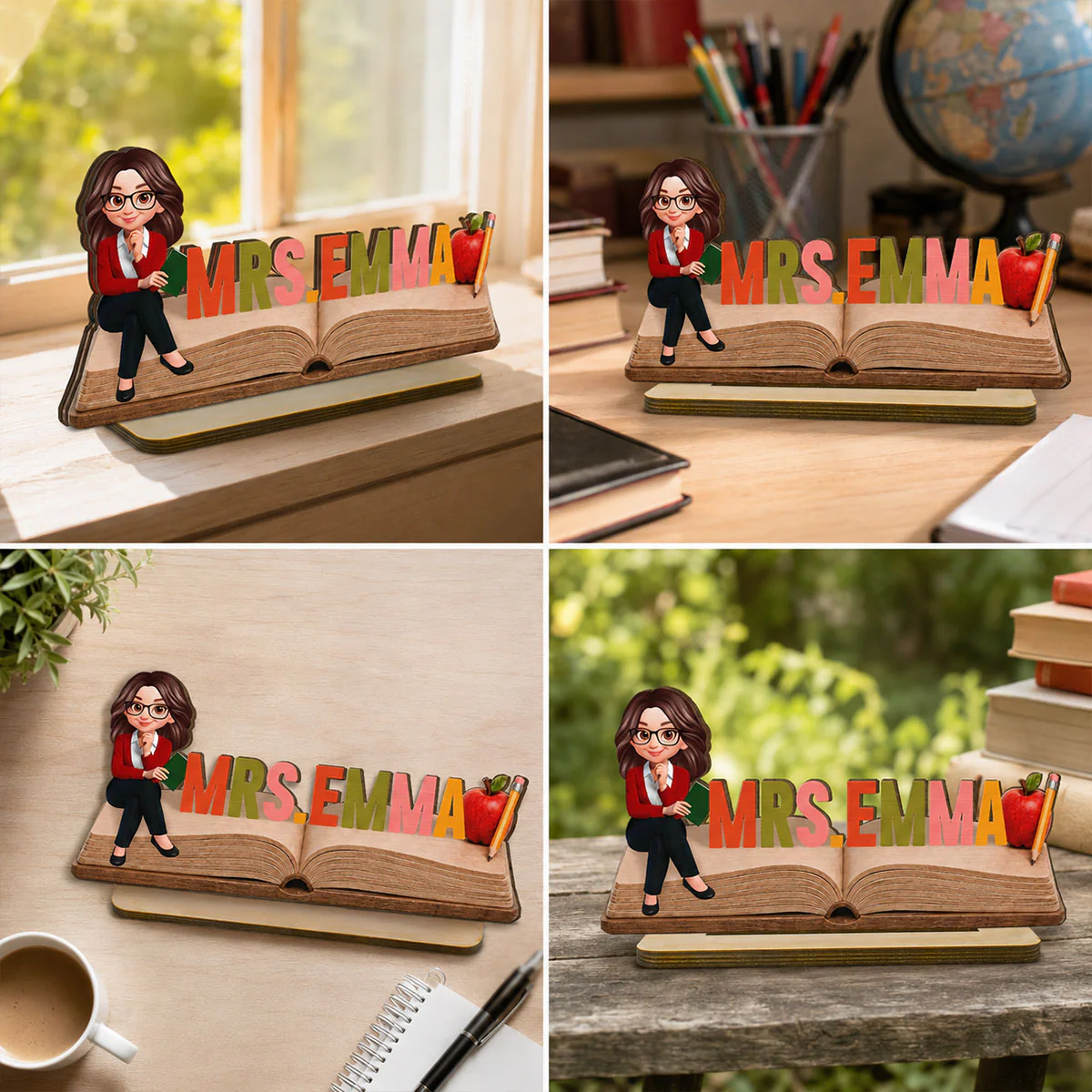 Open Book Teacher Name Sign - Personalized Wooden Plaque - Back To School Gift - Image 8